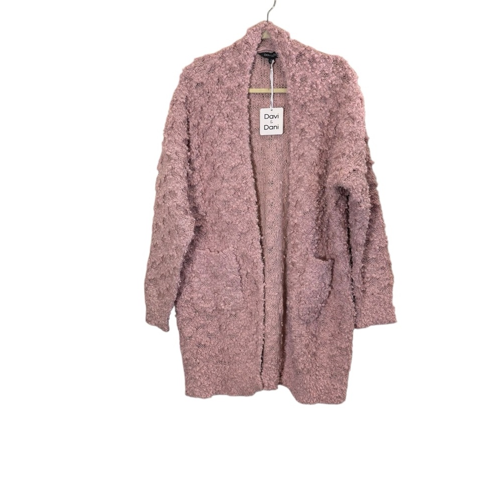DAVI & DANI Women’s Boucle Mauve Oversized Granny Core Cozy Cardigan Sz 1X